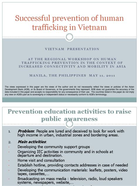 Examples Of Trafficking Prevention Projects From Viet Nam