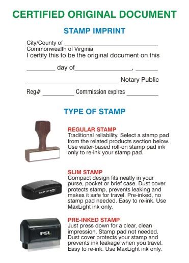 Certified Original Document Stamps Virginia