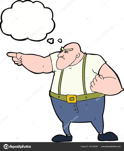 Cartoon Angry Tough Guy Pointing Thought Bubble Stock Vector Image By