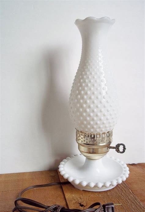 Vintage White Hobnail Milk Glass Hurricane Lamp By Sparklesandsass