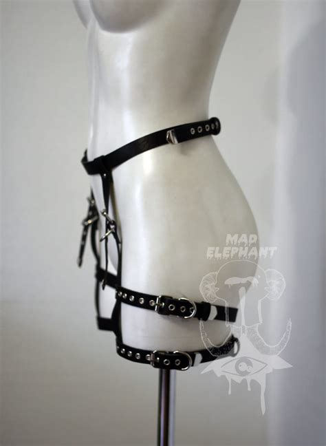 natural leather garters thigh hip bondage harness garter belt etsy