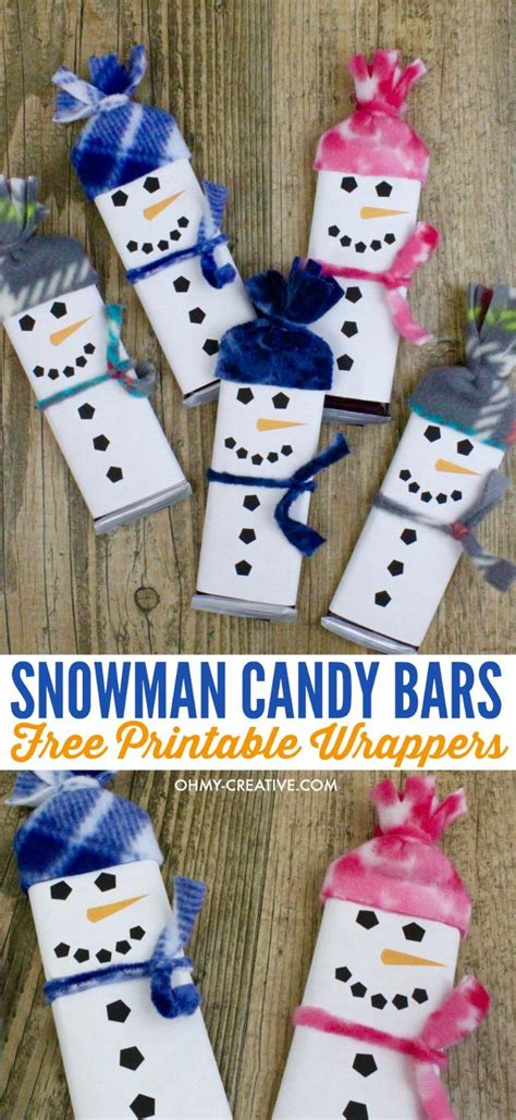 Free christmas candy wrapper printable <— click to print! Snowman Free Printable Candy Bar Wrapper Template (With ...