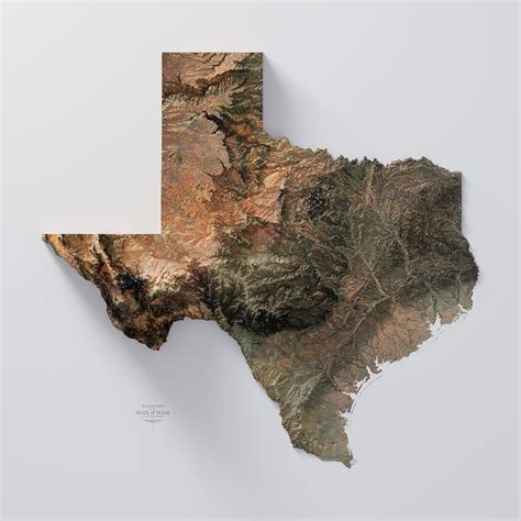 Texas Satellite Etsy Relief Map Topography Map Map