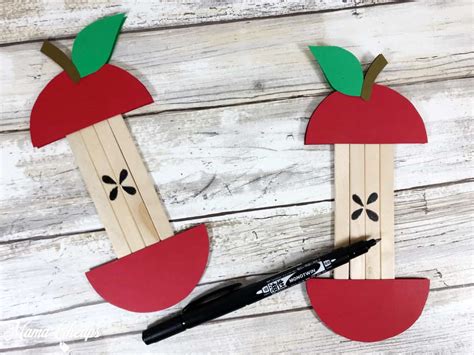 Simple Popsicle Stick Apple Craft Mama Cheaps