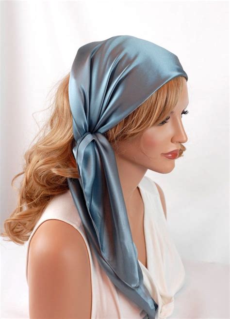 Silk Hair Sleep Scarf Or Day Scarf Sizes Smoky Blue Charmeuse Silk Scarf For Hair Care And
