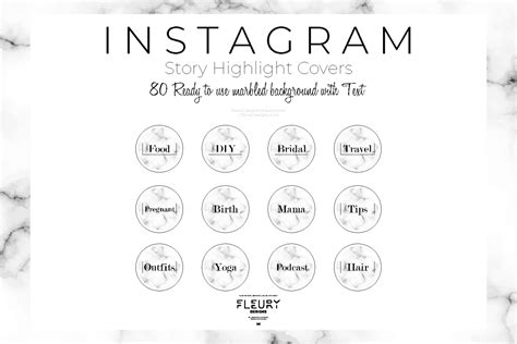 How to make instagram story highlight covers. Instagram Stories Highlight Covers - Marbled Minimalist Text
