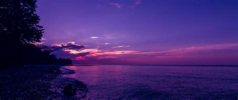 Download Wallpaper 2560x1080 Beach Waves Sunset Sky Evening Dual
