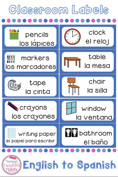 Classroom Labels English To Spanish Spanish Teaching Resources