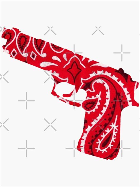 Pistol With A Red Bandana Pattern Blood Gang Sticker By Breaker160
