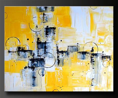 Abstract In Yellow Acrylic Abstract Painting Highly Etsy Abstrakte