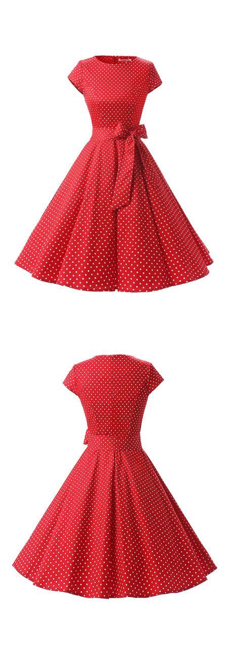 50s Rockabilly Vintage Style Scoop Polka Dots Vintage Dress With