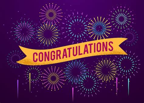 Premium Vector Congratulations Poster With Fireworks Explosions