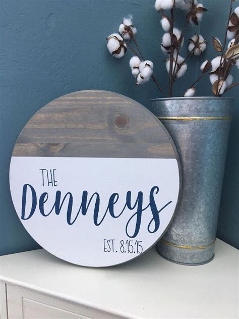 You guys wanted wedding diys so i'm giving you wedding diy's. Personalized Wooden Sign Round Wood Sign Last Name Sign | Etsy | Personalized wooden signs, Diy ...