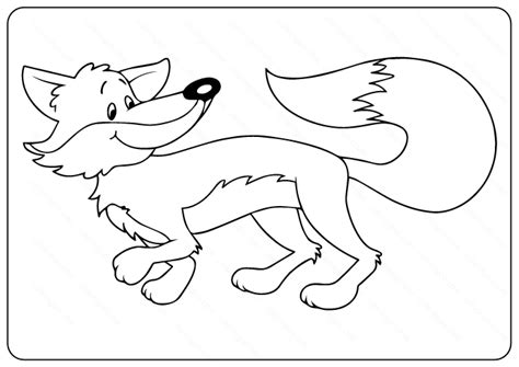 Printable Cute Fox Coloring Pages Outline