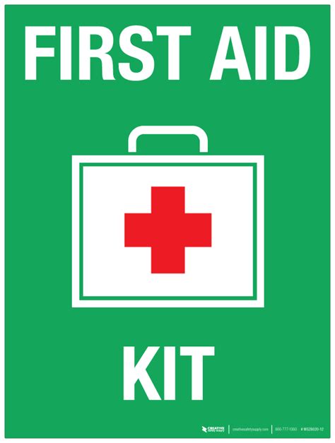 First Aid Kit With Red Cross Wall Sign