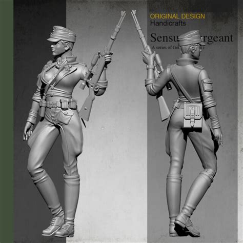 Unpainted 135 Resin Figure Model Kit Garage Women Female Soldier
