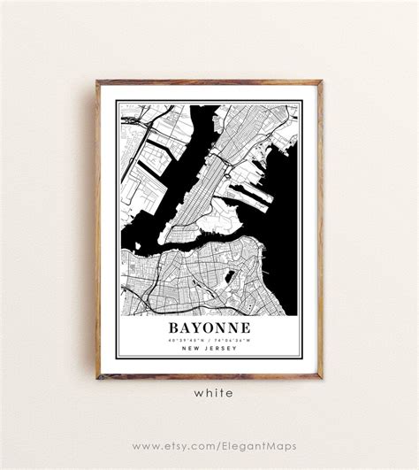 Bayonne New Jersey Map Bayonne Nj Map Bayonne City Map Etsy