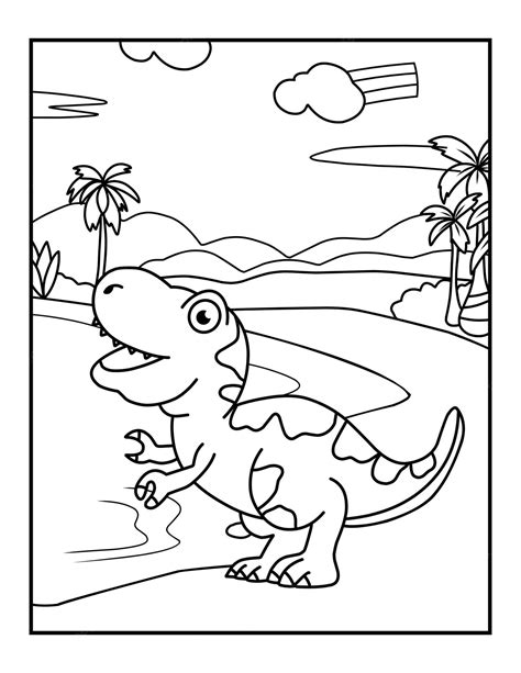 Coloriages De Dinosaures Pour Les Enfants Vecteur Premium