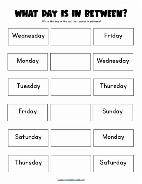 Days Of The Week Worksheets For Kindergarten Printable Kindergarten