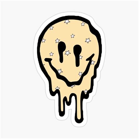 Yellow Drippy Smiley Face Sticker by samantha brachman | Face stickers