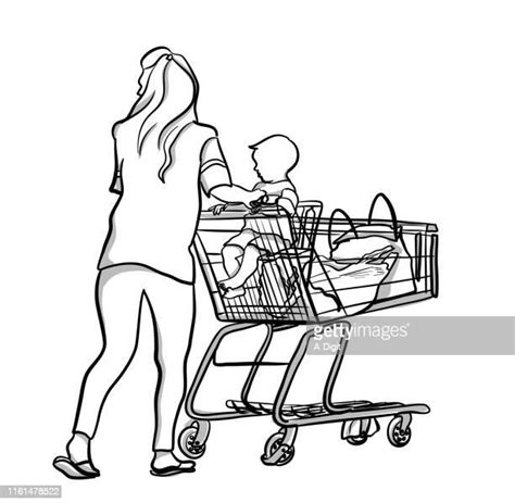 Supermarket Cart Drawing Photos and Premium High Res Pictures - Getty