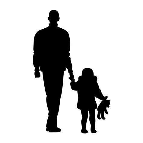 Silueta Papá Con Hija Caminando Ilustración Vectorial 7226366 Vector En