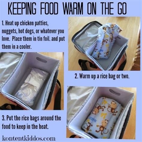 You must keep dishes that are ready early warm until serving time, since food that is allowed to cool may allow bacteria to grow and lead to food poisoning. keeping food warm on the go | Softball | Pinterest | Food