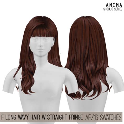Ts4 F Long Wavy Hair W Straight Fringe Anima Long Hair Styles Hair