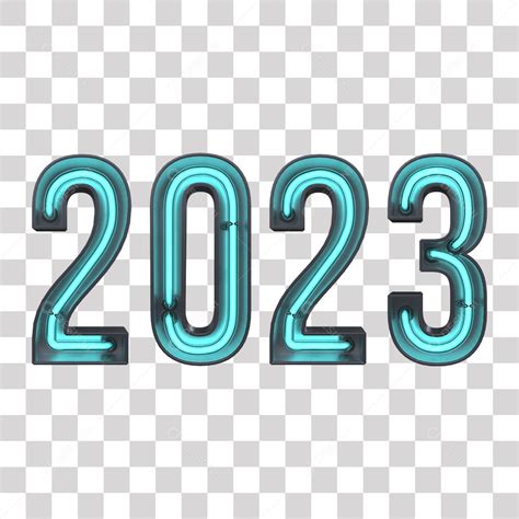 Número 3d Para Composição 2023 Ano Novo Luz Azul Png Transparente