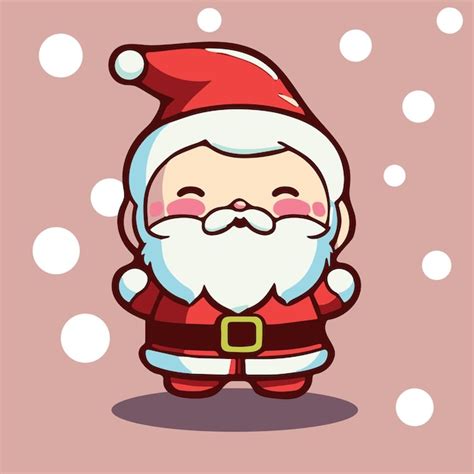 Lindo Adorable Kawaii Santa Ilustración Feliz Navidad Celebración