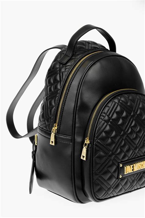 Moschino Love Faux Leather Quilted Backpack With Golden Details Women Glamood Outlet