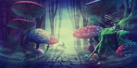Fantastic Wonderland Forest Landscape Stock Illustration Illustration