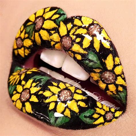 Summer Sunflowers 🌻 Chassydimitra Lip Art Makeup Mehron Makeup