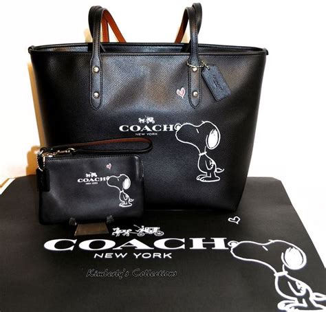 Coach X Peanuts Snoopy Limited Edition City Tote Bag And Wristlet 2pc Set