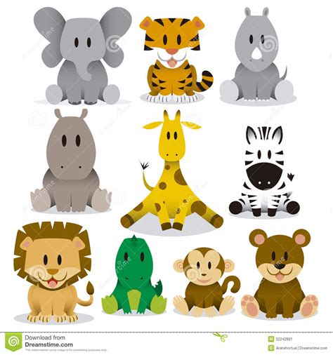 Cute Animals Vector Set Stock Image Image 32242891