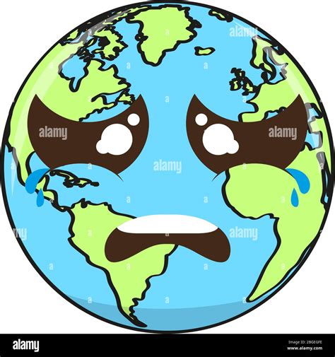 Cartoon Of A Sad Earth Planet Stock Vector Image And Art Alamy