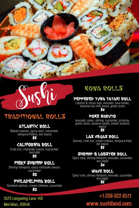 Learn how to copy a notion template here. Sushi Menu Template | PosterMyWall