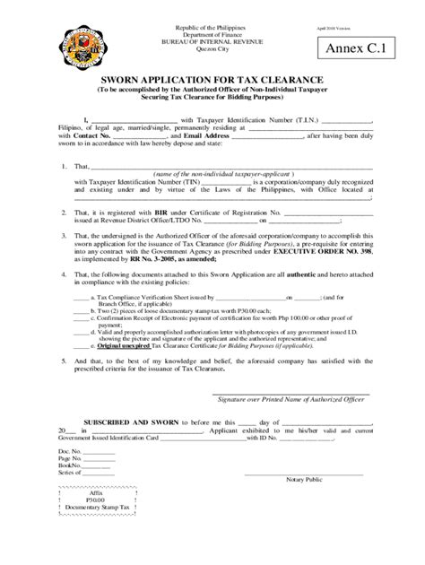 Despite having been a contractor for over ten years, i've never come. Tax Clearance Application Form Bureau Of Internal BIR - Fill Out and Sign Printable PDF Template ...