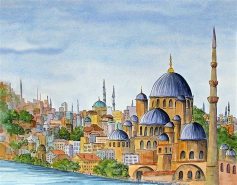 The Blue Mosque In Istanbul Turkey Painting By Bonnie Sue Schwartz