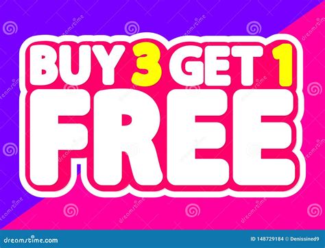 Buy Get Free Sale Tag Poster Design Template Discount Isolated Sticker Vector