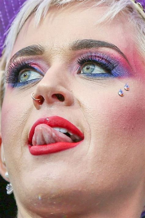 Katy Perry Katy Perry Makeup Tongue Red Lips Celebrity Celebs