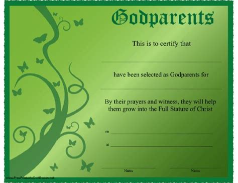Godparents Certificate Printable Certificate God Parents Baby