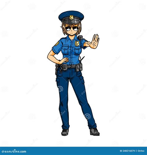 Female Police Detective In Uniform. Woman Police Officer. Rescue Vector