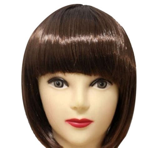Womens Sexy Short Bob Hair Wig With Straight Bangs Cosplay Party Full