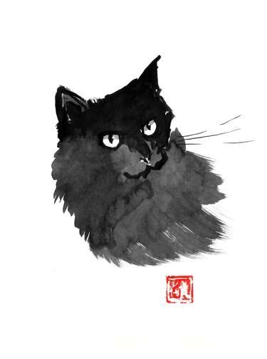 Pechane Sumie In 2023 Black Cat Drawing Cat Posters Sumie