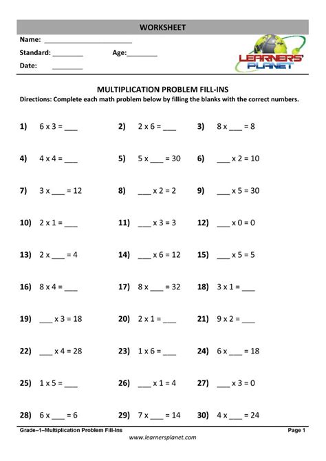 Each link takes you to a printable sheet on the clicked topic. Beginner multiplication worksheets for class 1 math