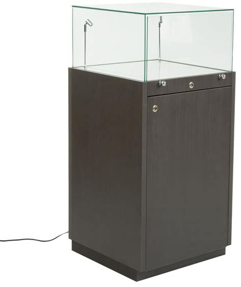 pedestal case w locking cabinet base frameless glass top led lights black pedestal jewelry
