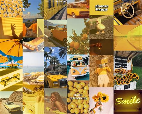 Sunflower Yellow Collage Kit 50 Images Aesthetic Etsy