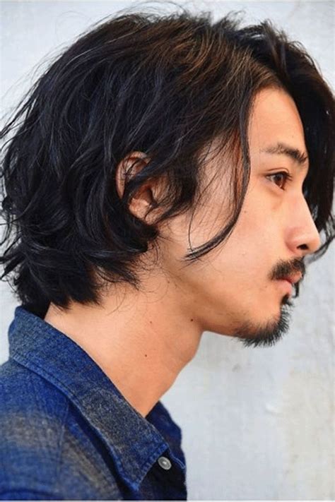 Japanese Haistyle Wavy Synthetic Hair Capless Wig Mens Hairstyles Medium Asian Hair Asian