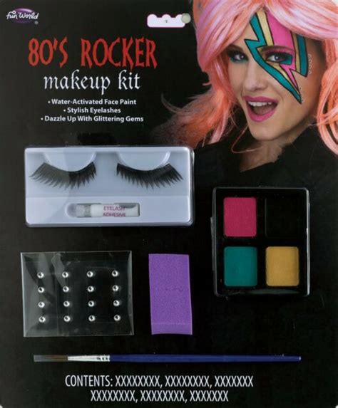 80s Rocker Makeup Kit Eyelashes Gems Rockstar Face Paint Halloween
